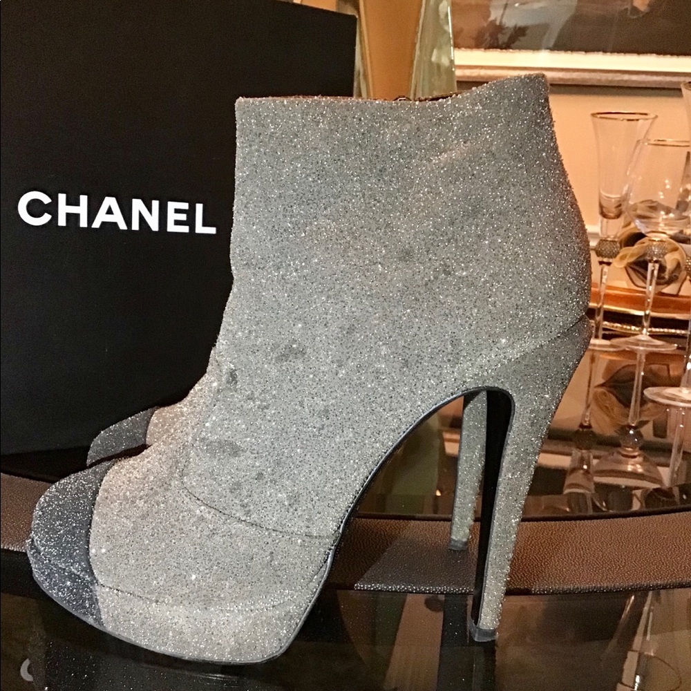 Chanel Glitter Suede Runway Booties - Picture 6 of 11